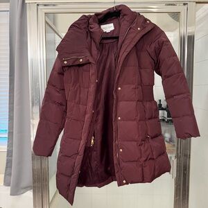 Cole Haan Women's Burgundy Puffer Coat